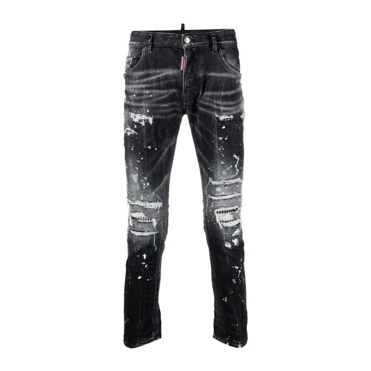 Czarne zniszczone jeansy Slim Fit Dsquared2