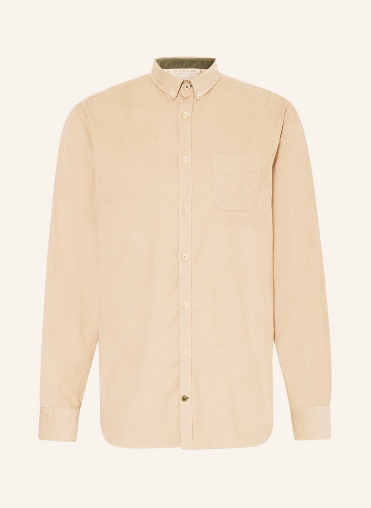 Colours & Sons Koszula Sztruksowa Regular Fit beige