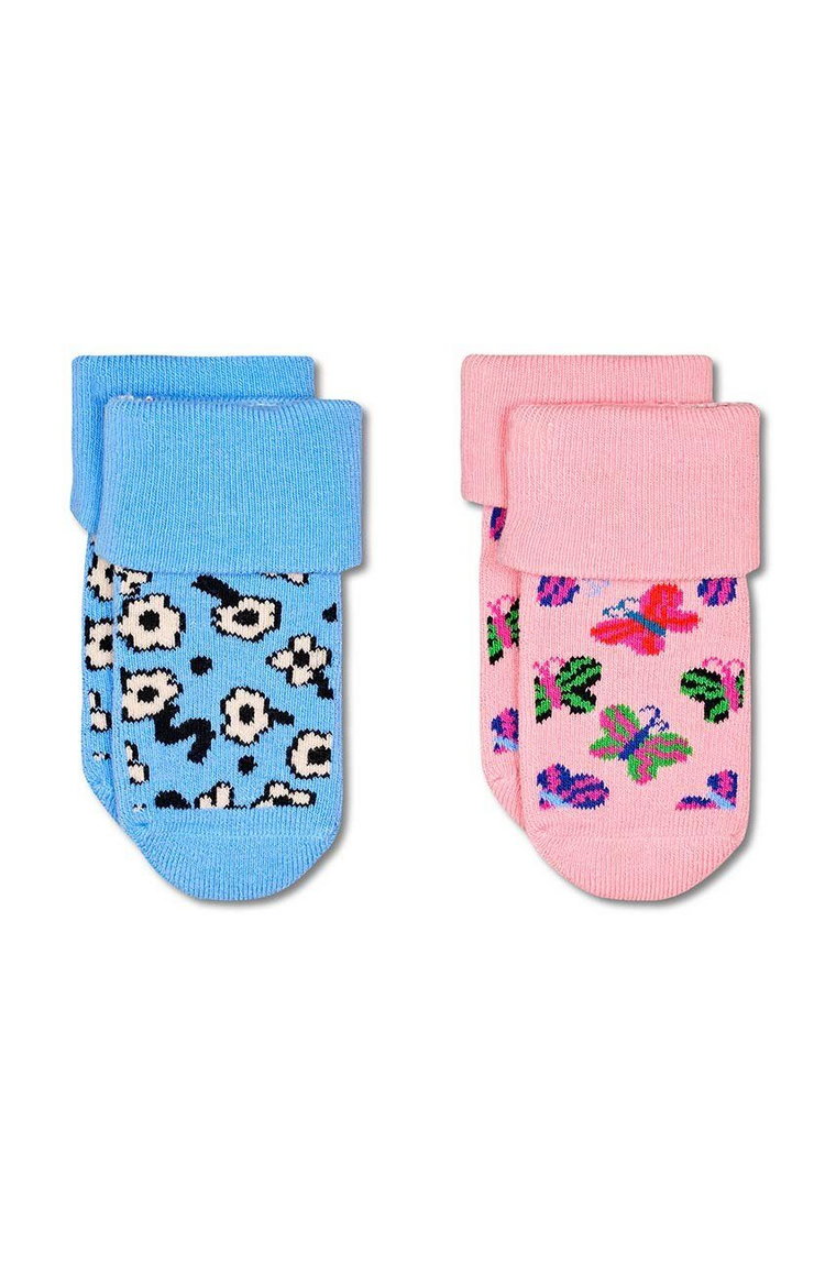 Happy Socks skarpetki dziecięce Kids Butterfly Baby Terry Socks 2-pack kolor różowy