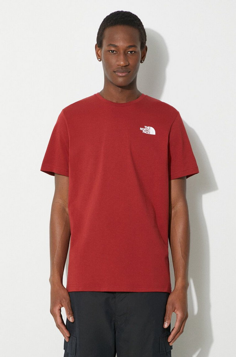 The North Face t-shirt bawełniany M S/S Redbox Tee męski kolor bordowy z nadrukiem NF0A87NPPOJ1
