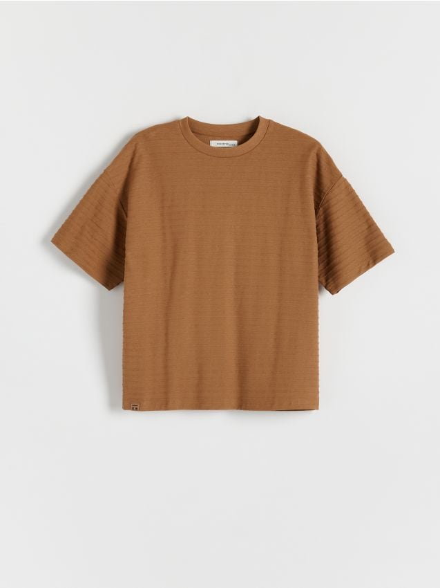 Reserved - T-shirt z naszywką - brązowy