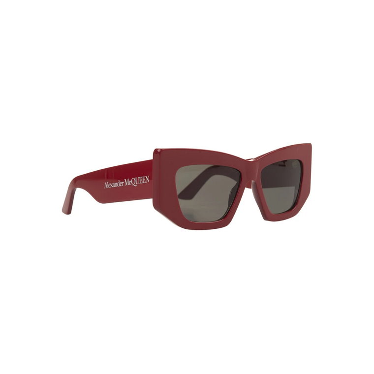 Czerwone okulary przeciwsłoneczne z grawerowanym logo Alexander McQueen