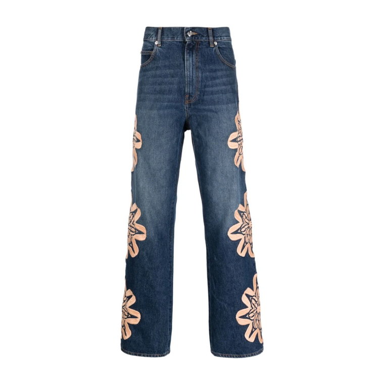 Bootcut jeans z haftem kwiatowym Bluemarble
