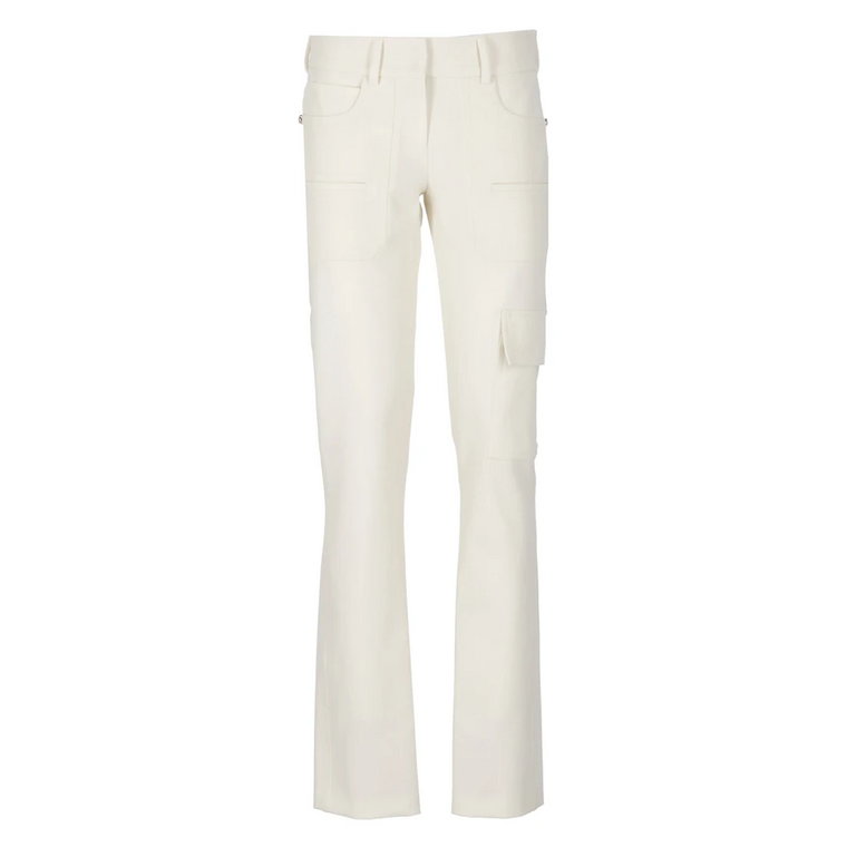 Białe spodnie z wełnianym dodatkiem z kieszeniami Genny