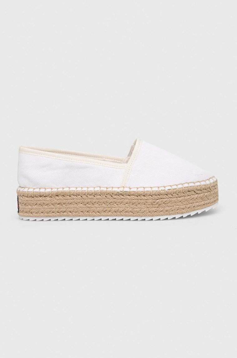 Tommy Jeans espadryle FLATFORM ESPADRILLE kolor biały na platformie EN0EN02078