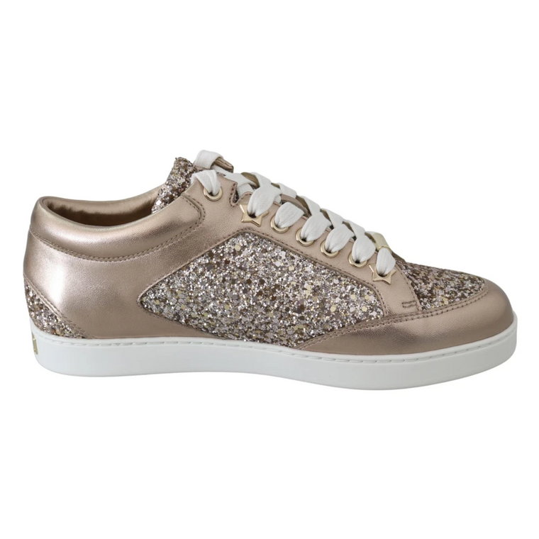 Ballet Pink Glitter Skórzane Sneakersy Jimmy Choo