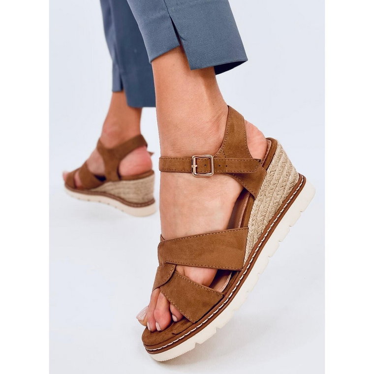 Espadryle na koturnie Sermon Khaki brązowe