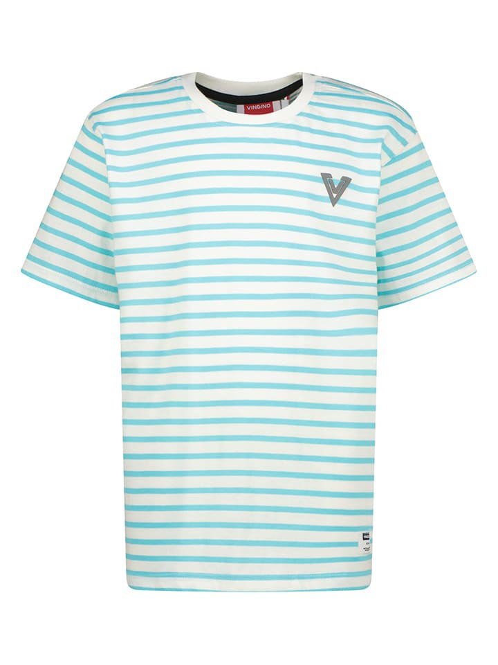 Vingino Koszulka "Hanpos" w kolorze błękitno-białym