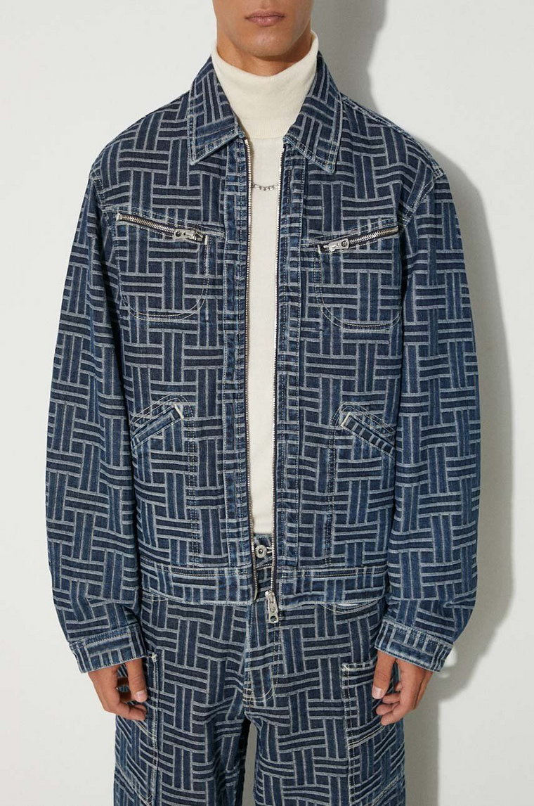 Kenzo kurtka jeansowa Trucker Denim Jacket Weave męska kolor niebieski przejściowa oversize FE65DV3106J2.DD