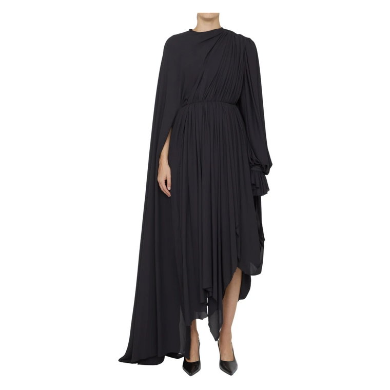 Czarna Asymetryczna Sukienka - Elegancka i Ponadczasowa Balenciaga