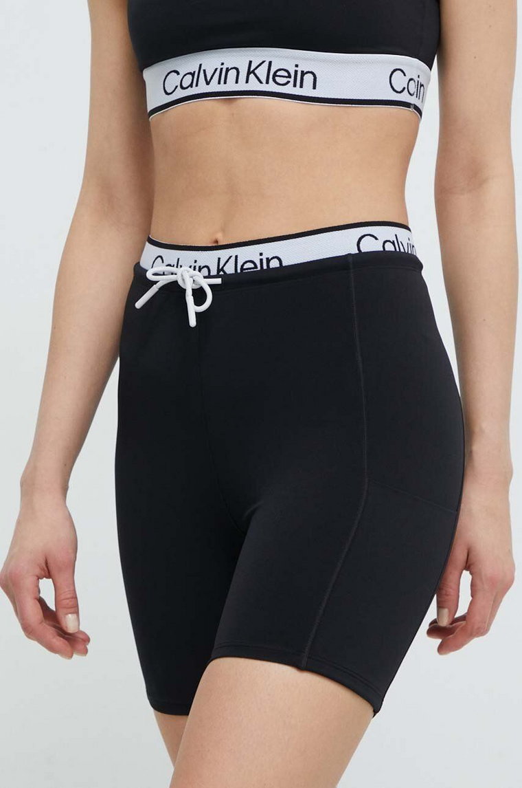 Calvin Klein Performance szorty treningowe kolor czarny z nadrukiem high waist