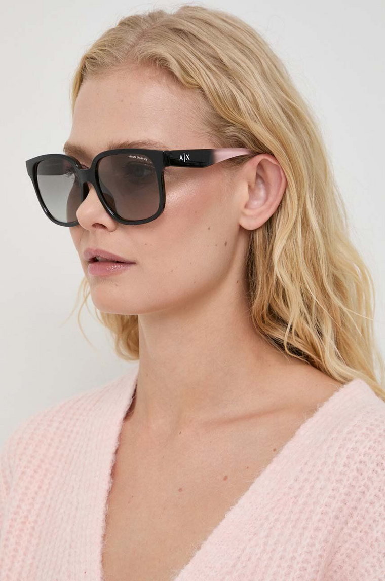 Armani Exchange okulary przeciwsłoneczne damskie kolor czarny 0AX4136SU