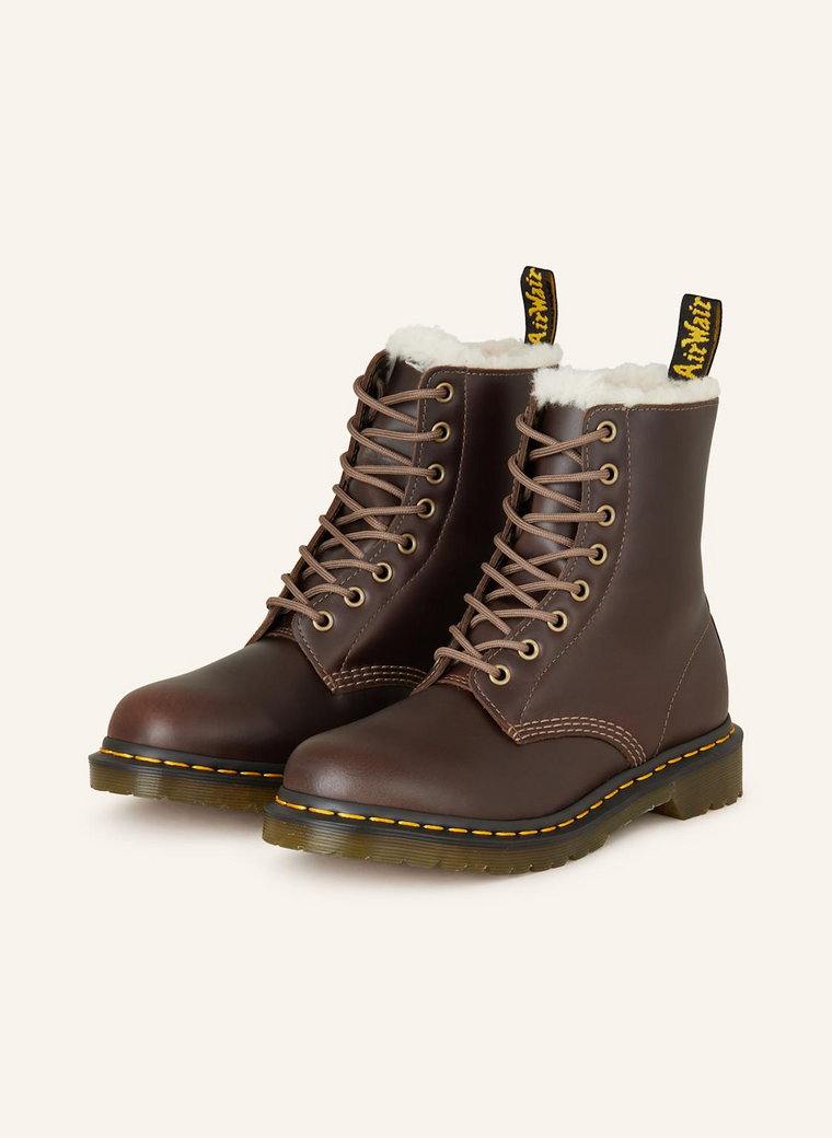 Dr. Martens Botki Sznurowane 1460 Ze Sztucznym Futrem braun