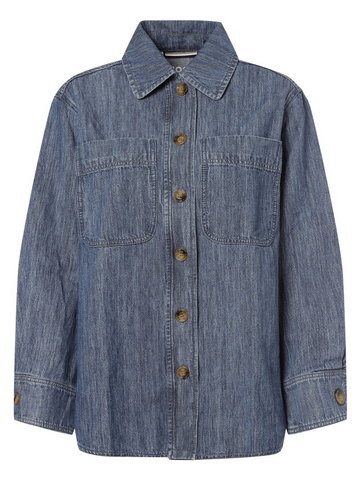 BOSS - Damska koszula jeansowa z dodatkiem lnu  DENIM SHIRT 2.0, niebieski