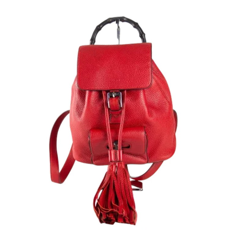 Używany Czerwony Plecak z Materiału Gucci Vintage