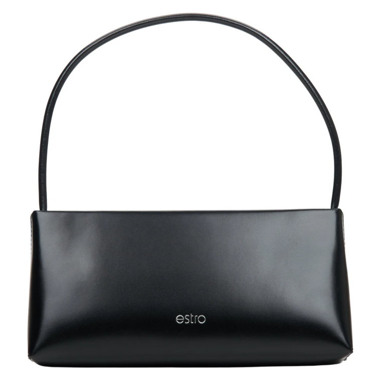 Womens Black Leather Shoulder Bag Estro Er00114445 Estro