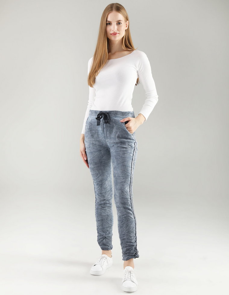 NIEBIESKIE SPODNIE Z LAMPASAMI 169-2708 JEANS