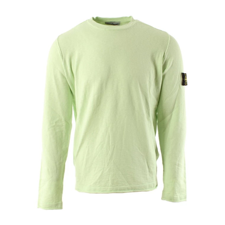 Zielony Sweter z Mieszanki Bawełny dla Mężczyzn Stone Island