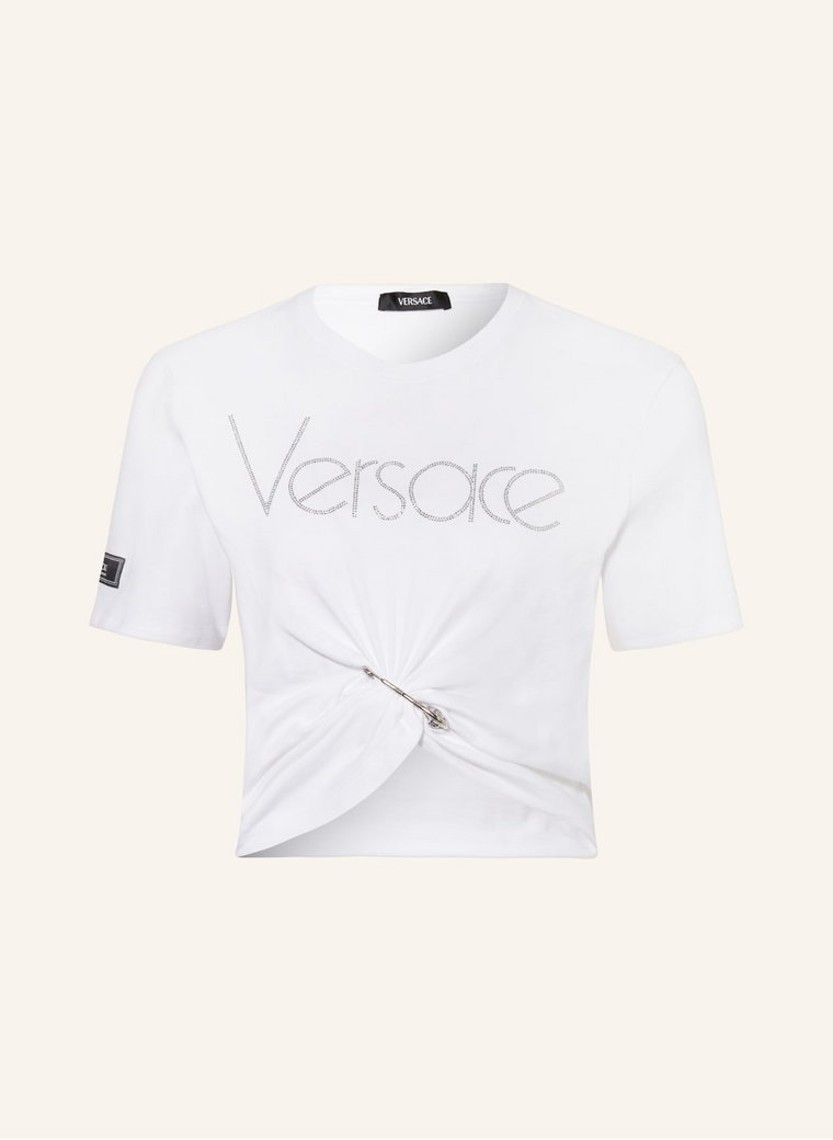 Versace T-Shirt Z Obszyciem Ozdobnymi Kamykami weiss
