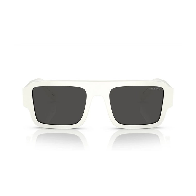 Okulary w białej oprawie prostokątnej Prada