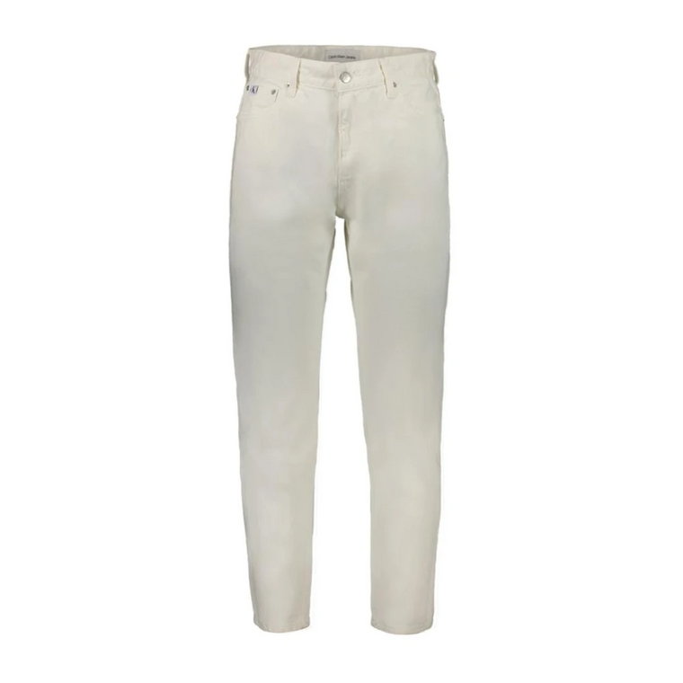 Białe Bawełniane Jeansy Dla Taty 5-Kieszeniowy Design Calvin Klein