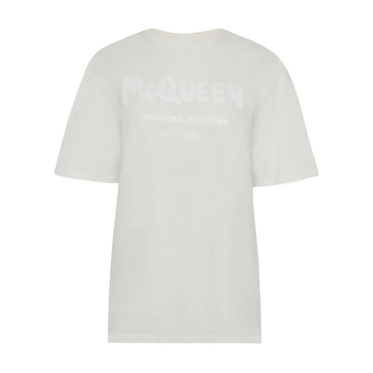 Graffiti Logo Print Crewneck Tee Alexander McQueen