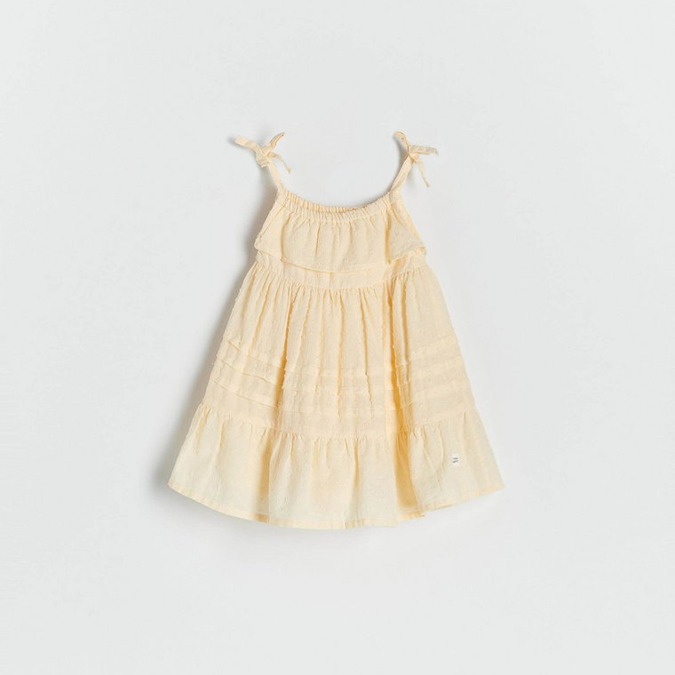 Reserved - Bawełniana sukienka na ramiączkach - żółty