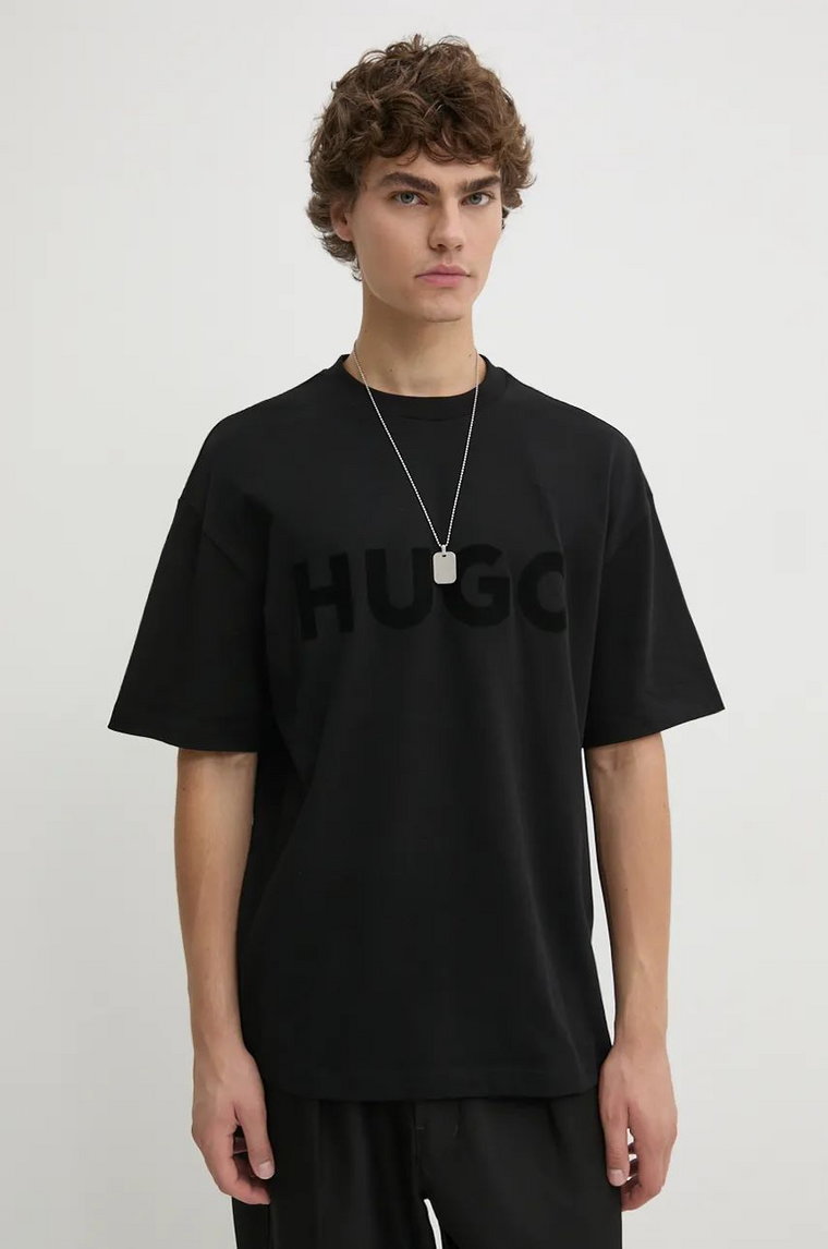 HUGO t-shirt bawełniany męski kolor czarny z nadrukiem 50525765