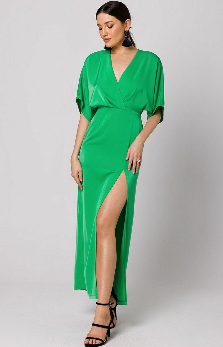 Sukienka maxi w kolorze zielonym K163, Kolor zielony, Rozmiar L, makover