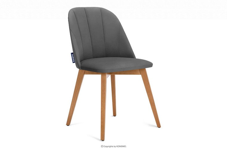 Krzesło tapicerowane welurowe szare RIFO Konsimo