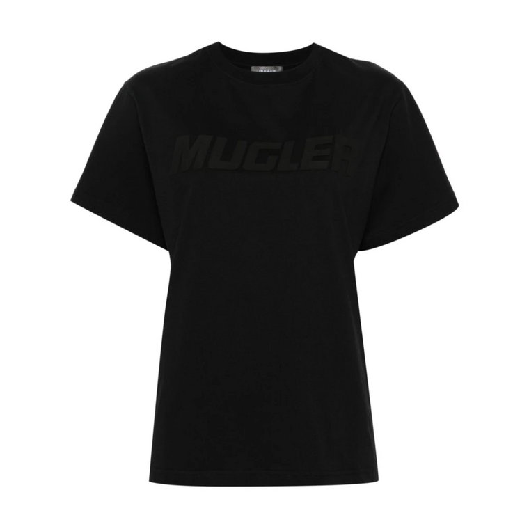 Czarny T-shirt z Bawełny Mugler