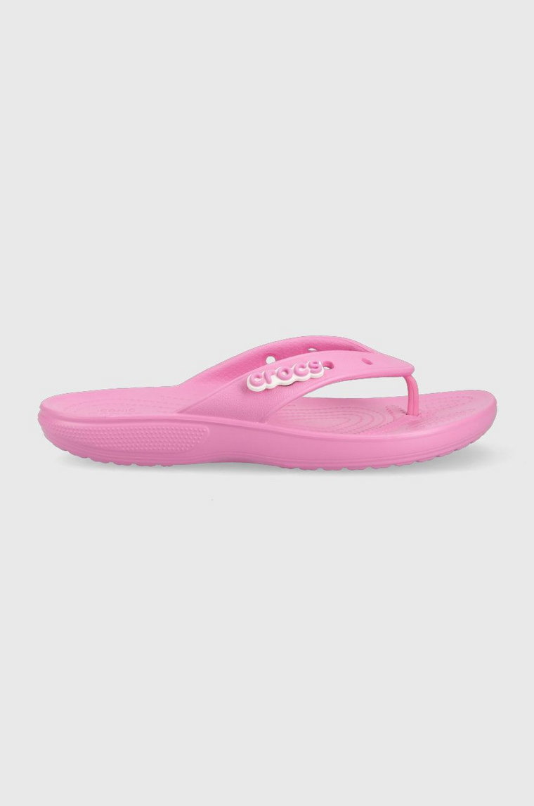 Crocs japonki Classic Flip damskie kolor fioletowy na płaskim obcasie 207713.6SW-TAFFY.PINK 207713