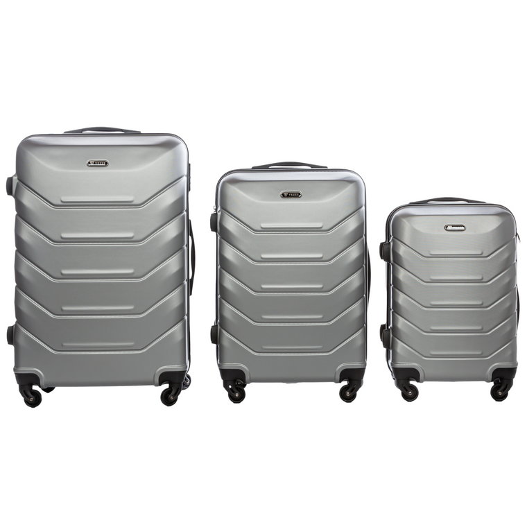 Zestaw 3 walizki podróżne z ABS-u  VEZZE trapez SREBRNE