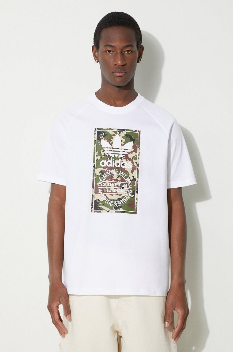 adidas Originals t-shirt bawełniany męski kolor biały z nadrukiem IS0246