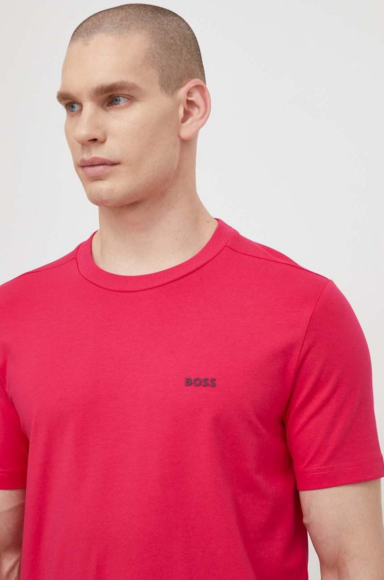 Boss Green t-shirt męski kolor różowy z nadrukiem