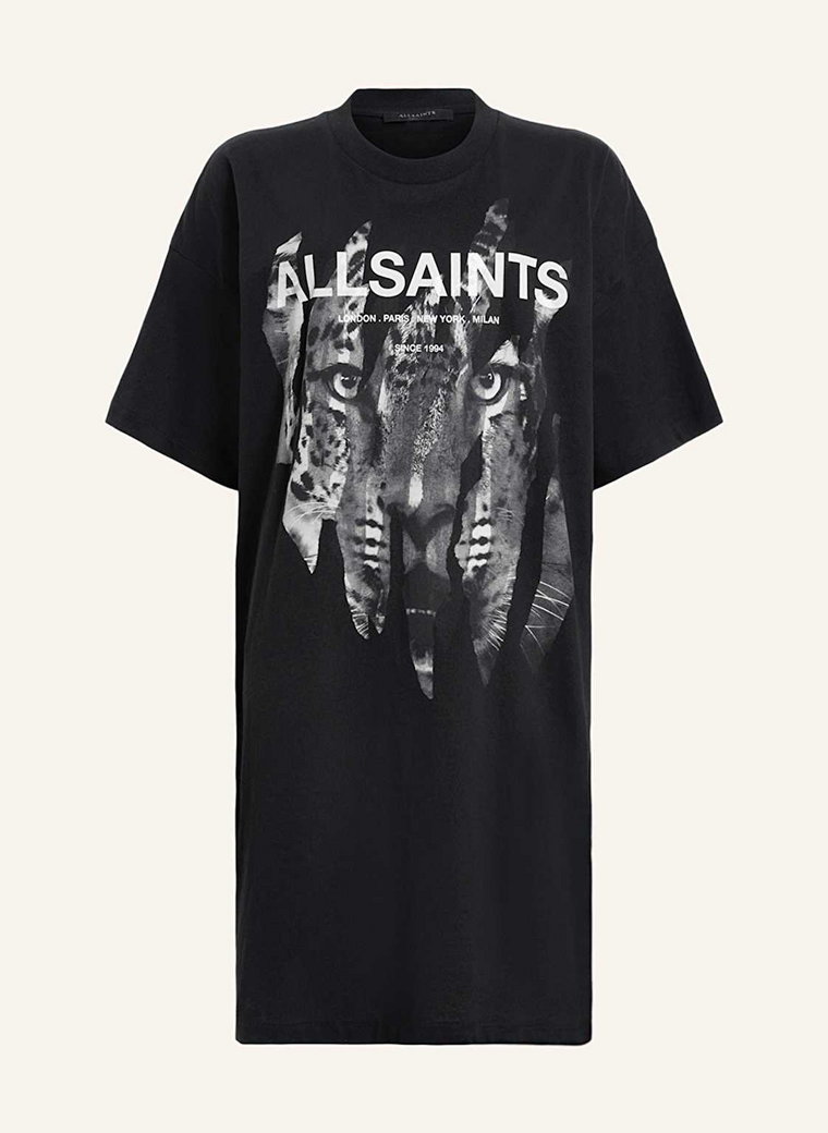 Allsaints Sukienka Z Dżerseju Riproar schwarz