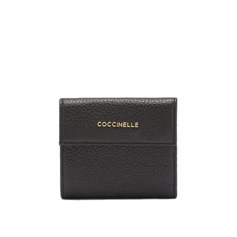Czarny portfel skórzany z fakturą Coccinelle