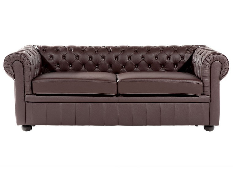 Sofa skórzana BELIANI, Chesterfield, brązowy