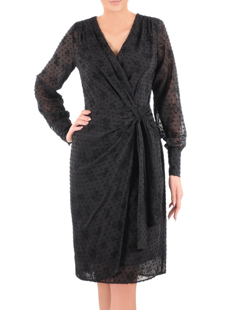 Elegancka czarna sukienka z z wiązaniem 37158