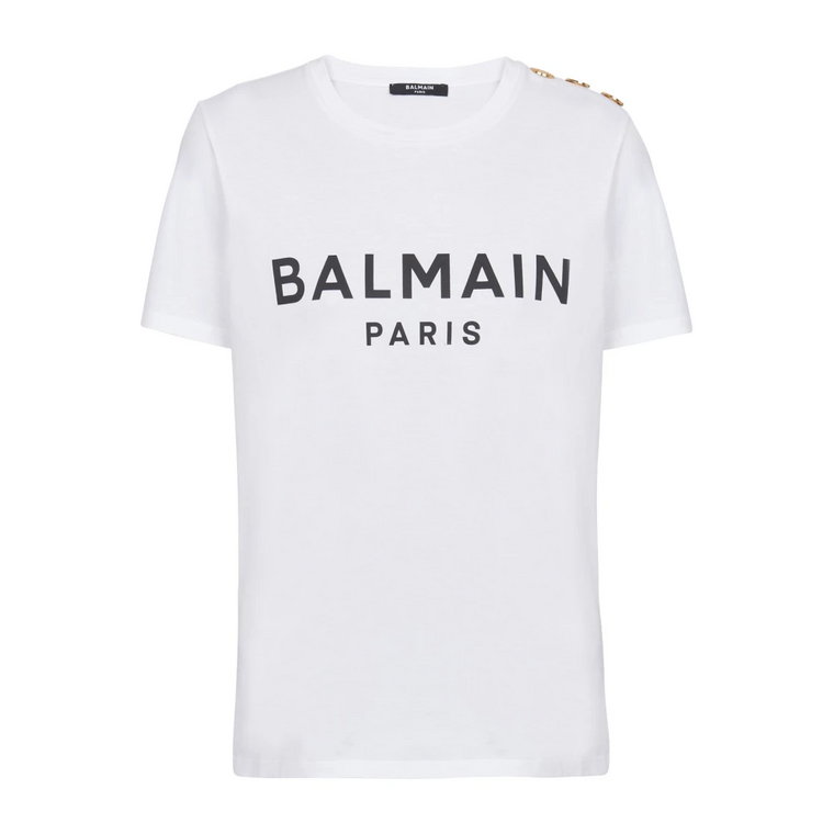 T-shirt en coton imprimé logo Balmain