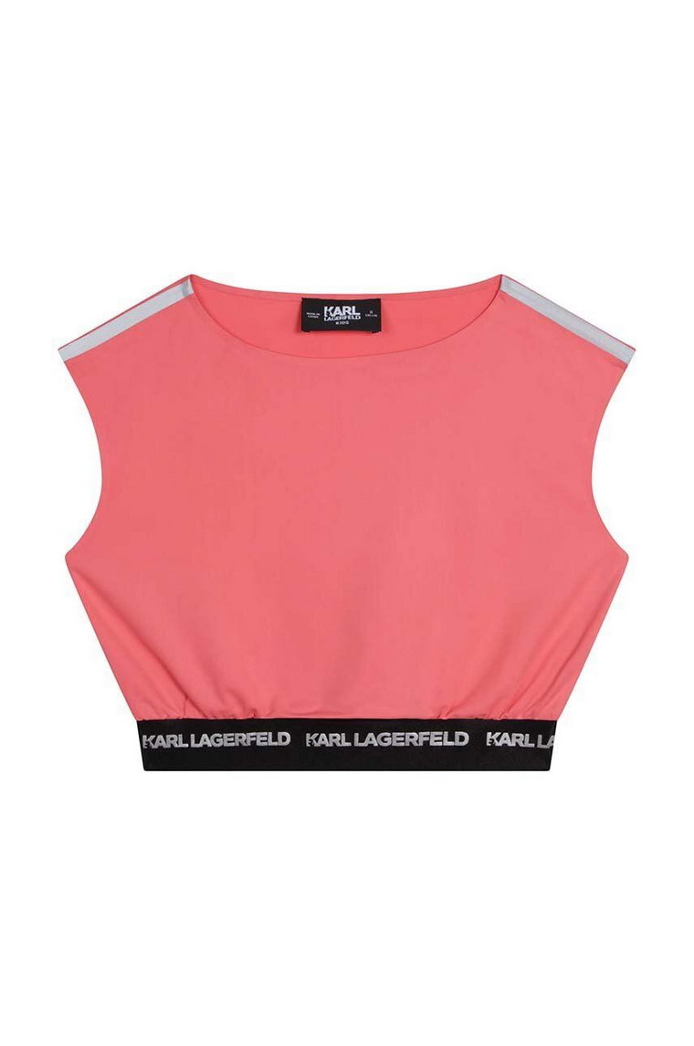 Karl Lagerfeld bluzka dziecięca kolor różowy gładka