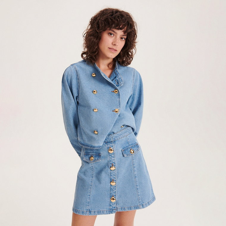 Reserved - Jeansowa spódnica mini - niebieski