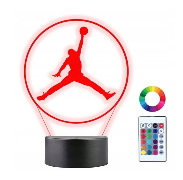 Lampka Nocna 3D Led Jordan Logo Grawer Prezent