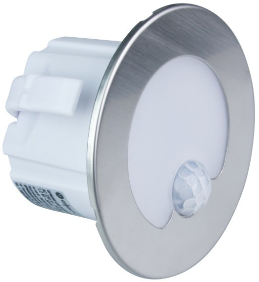 Oprawa schodowa LED DPM z czujnikiem ruchu okrągła matowa srebrna (YCB178S-PIR) (5906881206690). Kinkiety i lampy ścienne