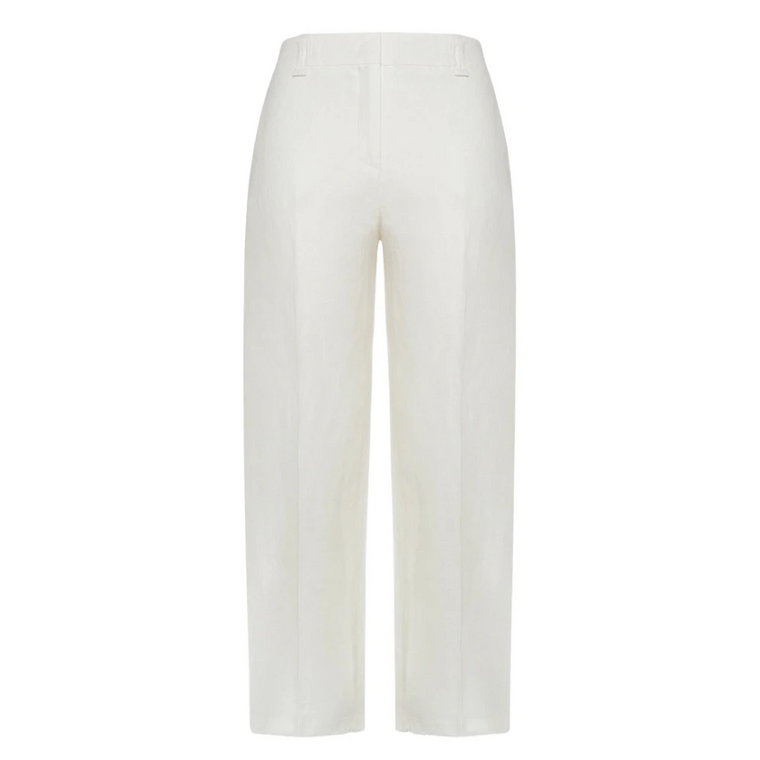 Białe lniane spodnie proste nogawki Peuterey