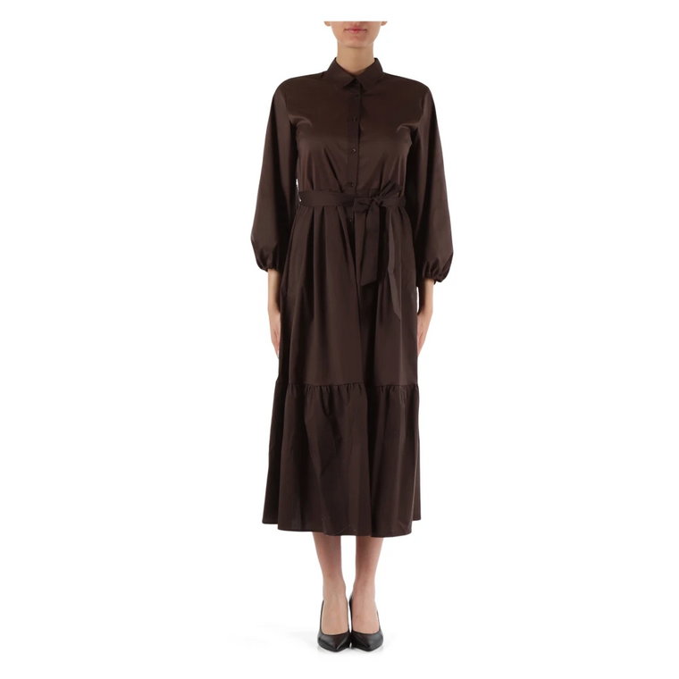 Klasyczna sukienka z bawełny z paskiem Emme DI Marella