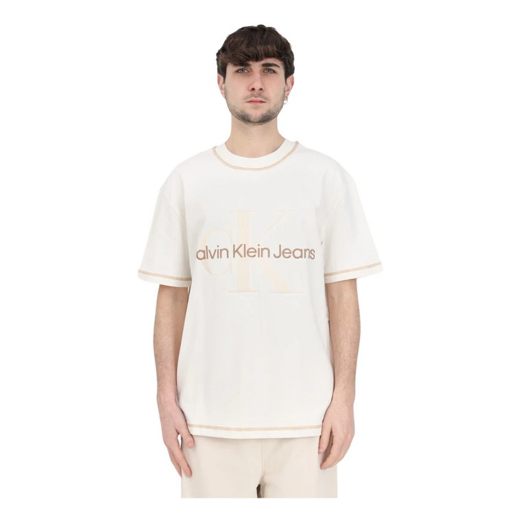Białe koszulki T-shirt i Polos dla mężczyzn Calvin Klein Jeans