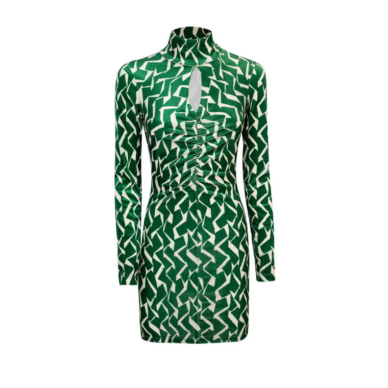 Zielona Sukienka z Geometrycznym Wzorem z Weluru Patrizia Pepe