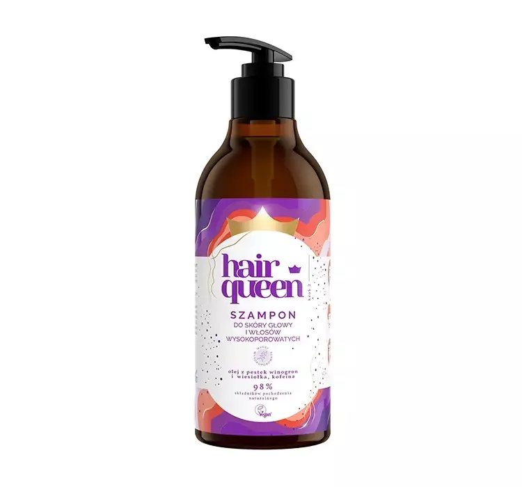 HAIR QUEEN WEGAŃSKI SZAMPON DO SKÓRY GŁOWY I WŁOSÓW WYSOKOPOROWATYCH 400ML