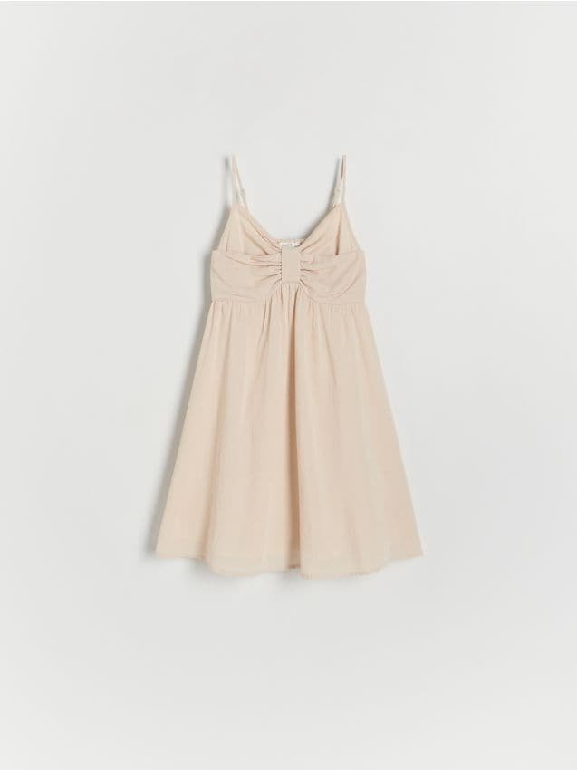 Reserved - Sukienka z dodatkiem lnu - beżowy
